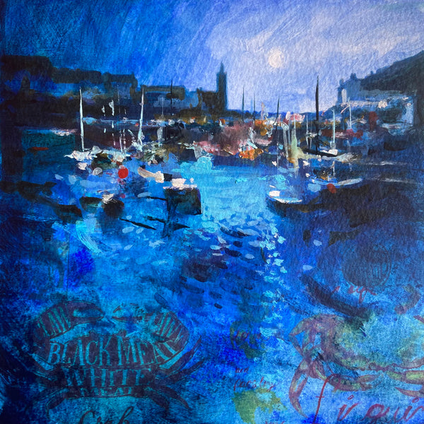 Moonlit harbour